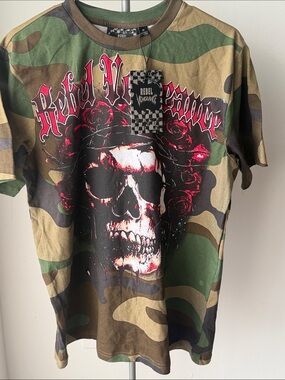 Camo Skull Graphic Tee - Green/Olive